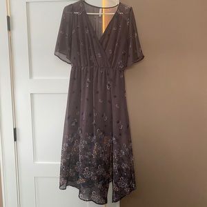 Flutter-sleeve layered floral dress